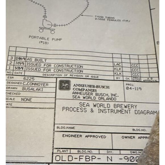 Sea World Orlando Brewery Anheuser Busch 1991 Engineering Blueprint Schematic - Picture 2 of 7